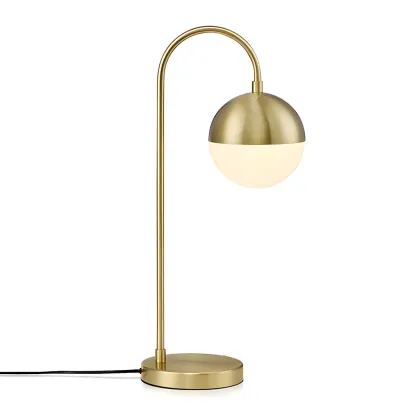 Modern Glass Globe Table Lamp Golden Base for Bedroom Image - 5
