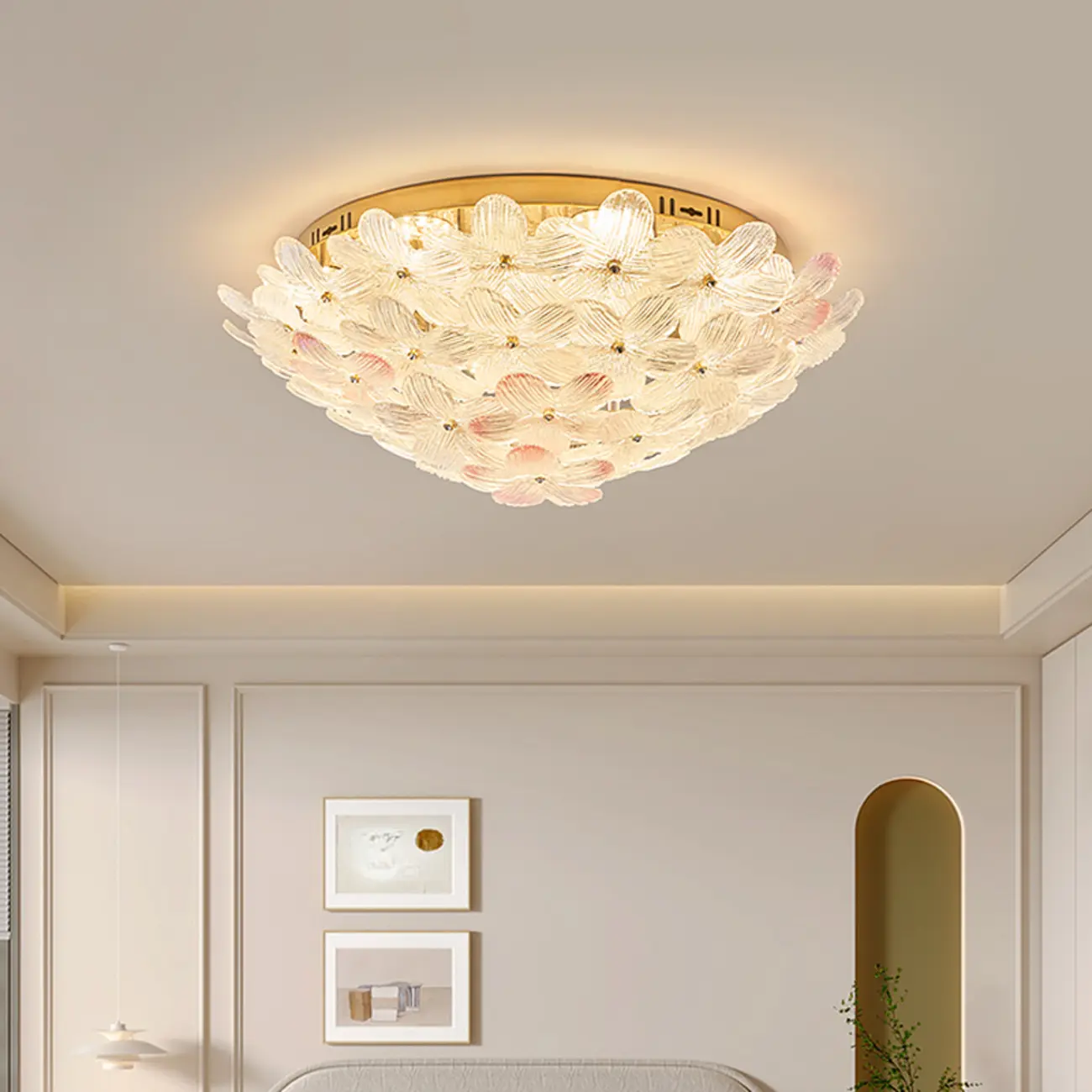  Artistic Glass Flower Flush Ceiling Light for Living Room Decor  Image - 6 | homeyfad