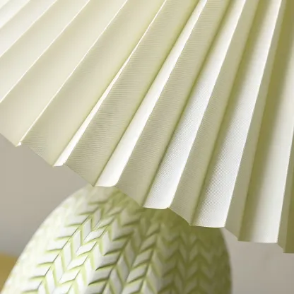 Rustic Green Ceramic Floral Pattern Shade Table Lamp for Home Image - 7