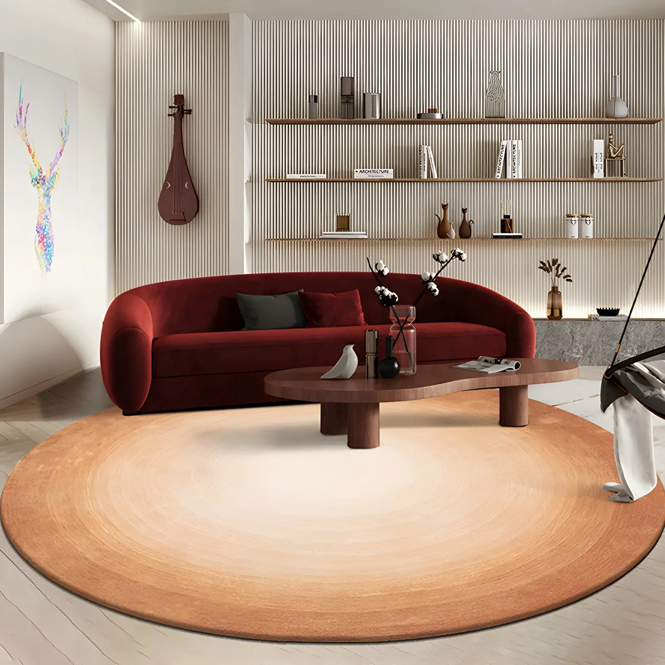 Industrial Polyester Ombre Round Area Rug for Living Room Image - 1 | homeyfad