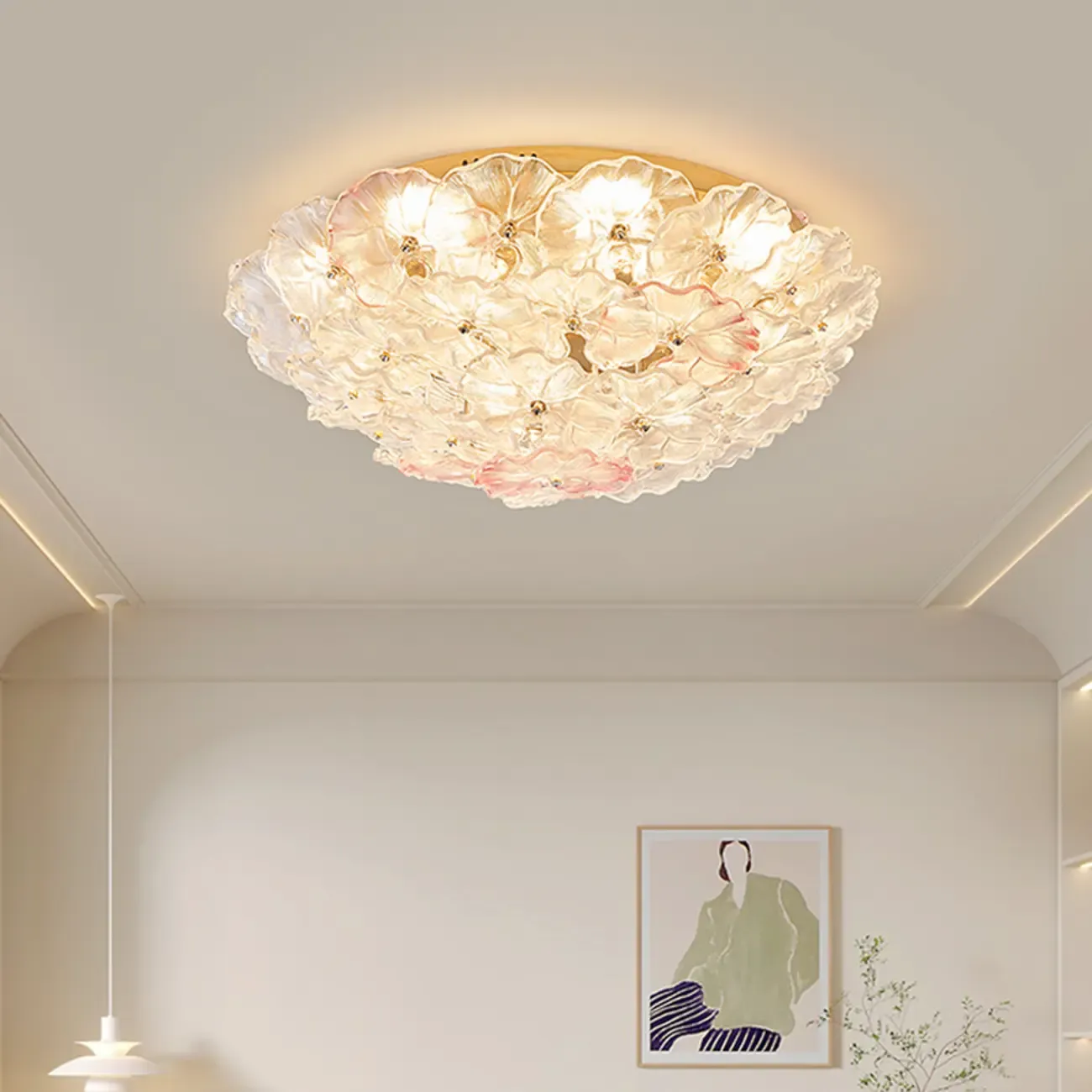  Artistic Glass Flower Flush Ceiling Light for Living Room Decor  Image - 8