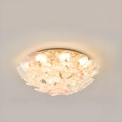  Artistic Glass Flower Flush Ceiling Light for Living Room Decor  Image - 9