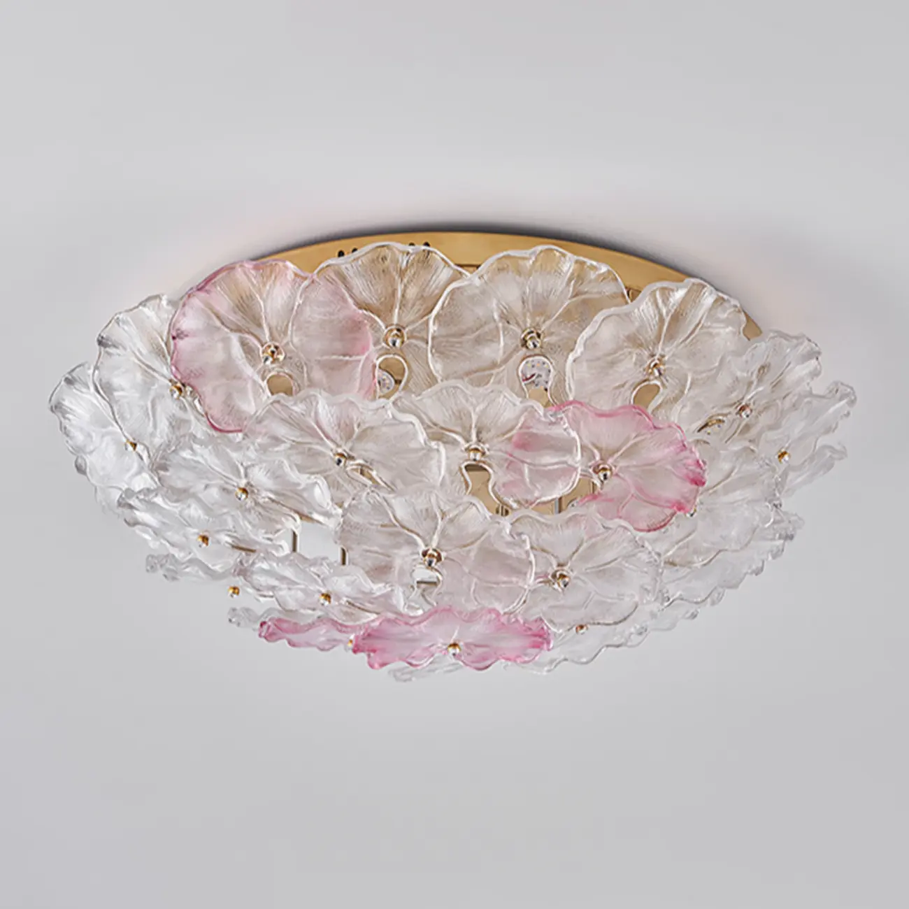  Artistic Glass Flower Flush Ceiling Light for Living Room Decor  Image - 12 | homeyfad
