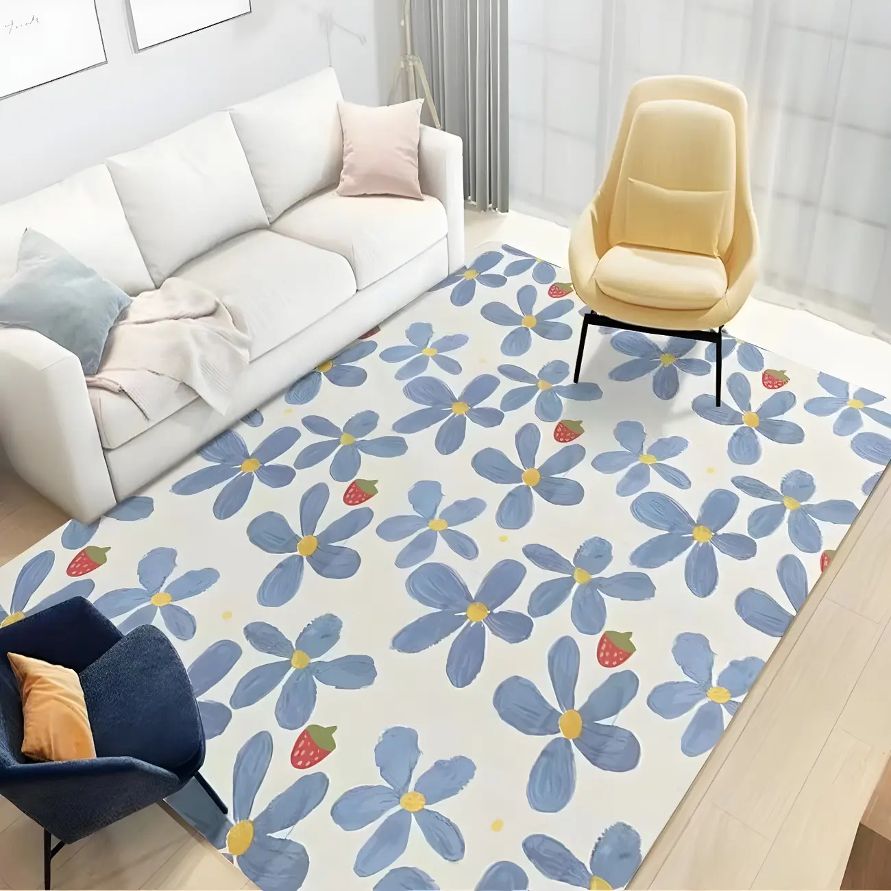 Kids Room Polyester Floral Rectangle Area Rug Image - 2 | homeyfad