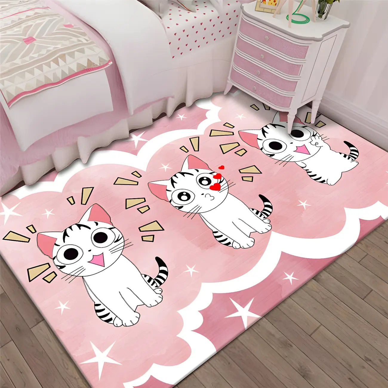 Kids Room Polyester Animals Pattern  Area Rug in Pink  Image - 1 | homeyfad