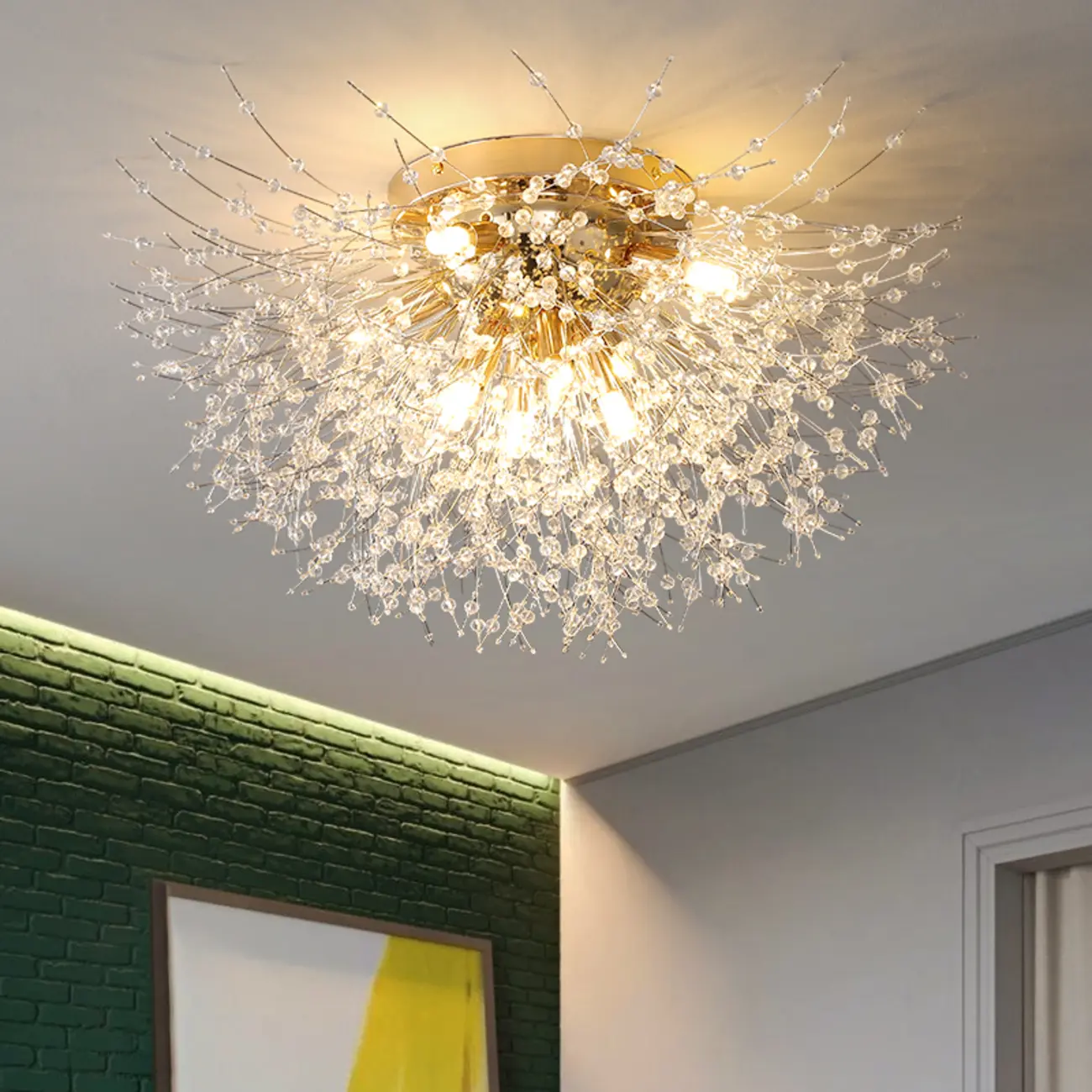 Luxury Crystal Semi Flush Ceiling Light for Dwelling Space | homeyfad