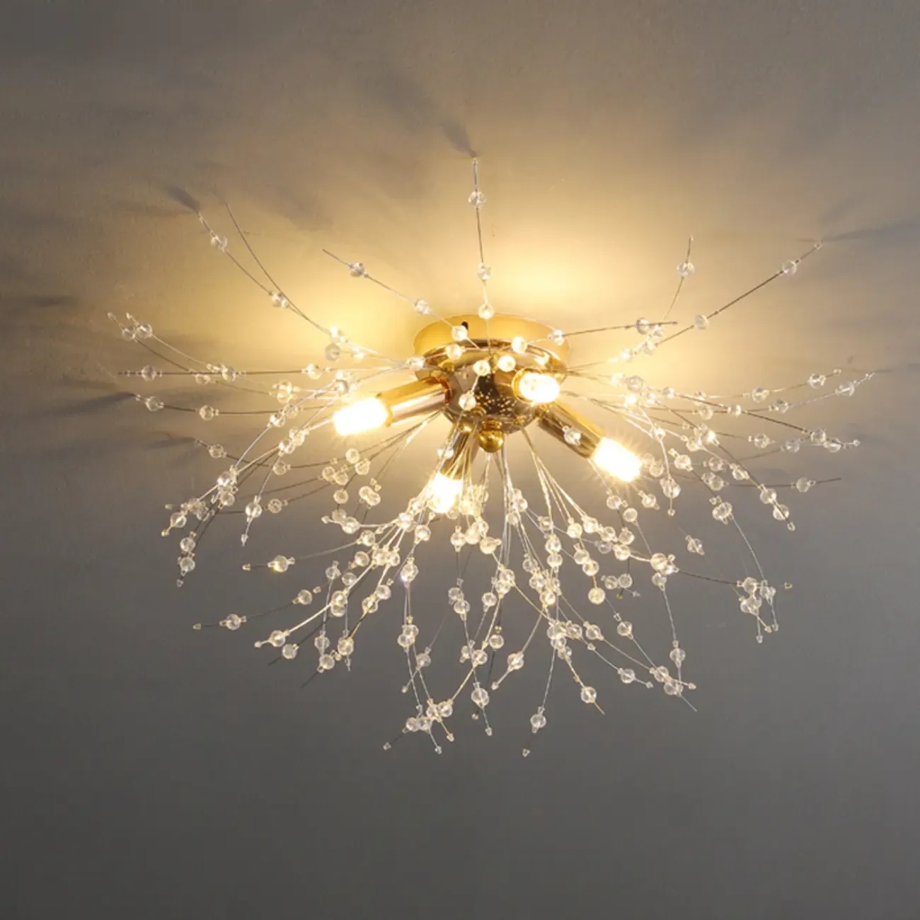 Luxury Crystal Semi Flush Ceiling Light for Dwelling Space | HomeyFad