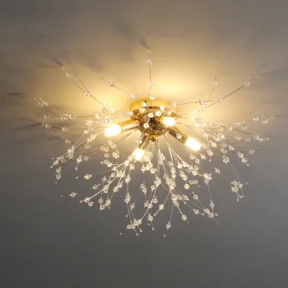 Luxury Crystal Semi Flush Ceiling Light for Dwelling Space