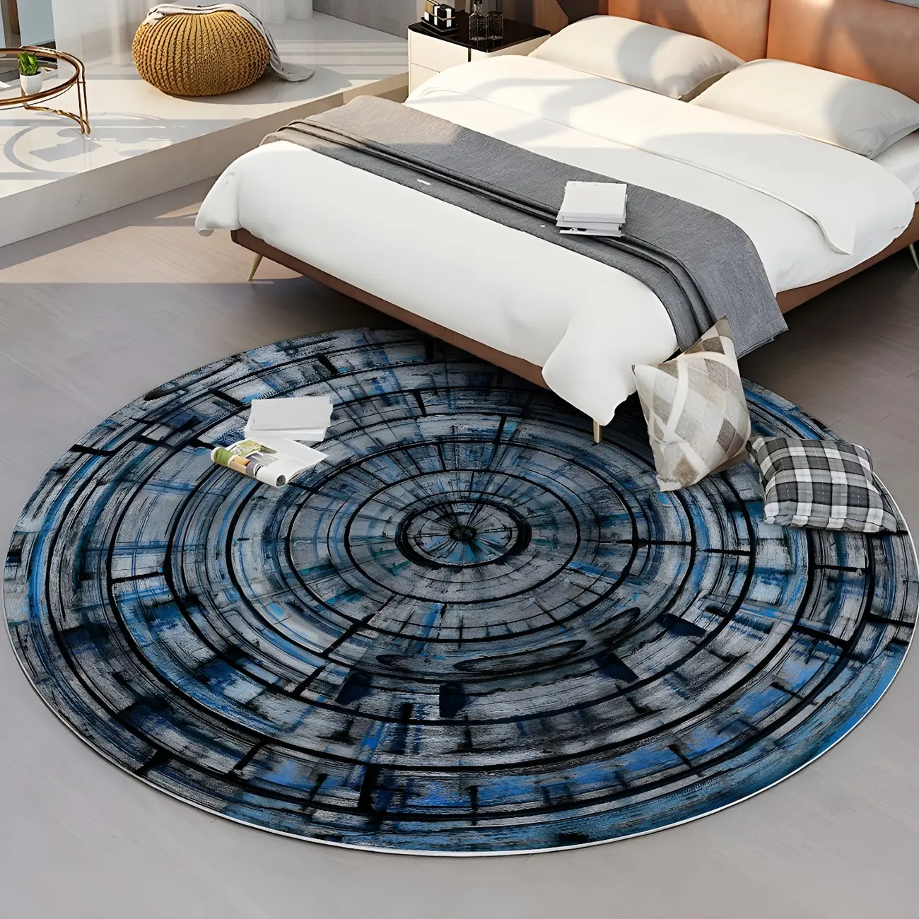 Novelty Polyester Abstract Pattern Round Area Rug Image - 2 | homeyfad