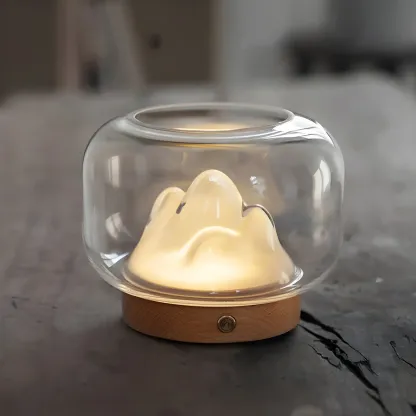 Unique Clear Glass Table Lamp Rechargeable for Bedroom Image - 2