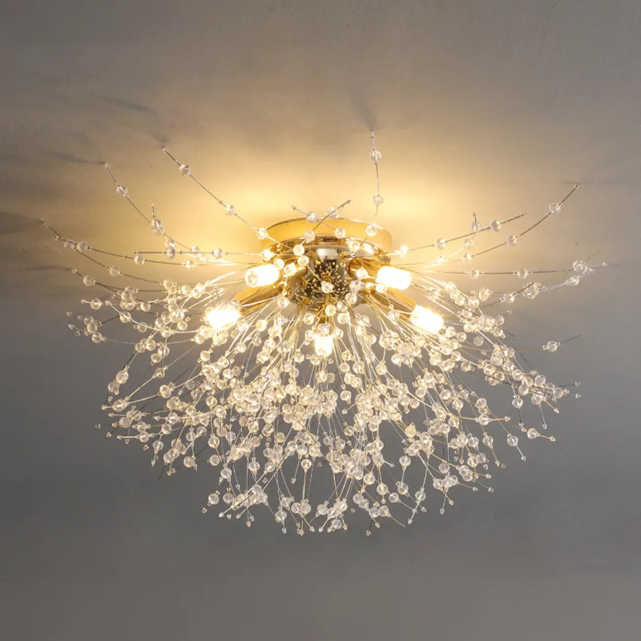 Luxury Crystal Semi Flush Ceiling Light for Dwelling Space