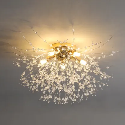 Luxury Crystal Semi Flush Ceiling Light for Dwelling Space