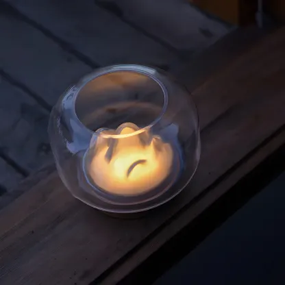 Unique Clear Glass Table Lamp Rechargeable for Bedroom Image - 3