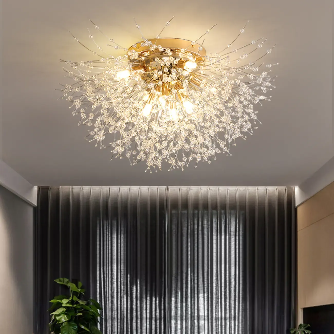 Luxury Crystal Semi Flush Ceiling Light for Dwelling Space