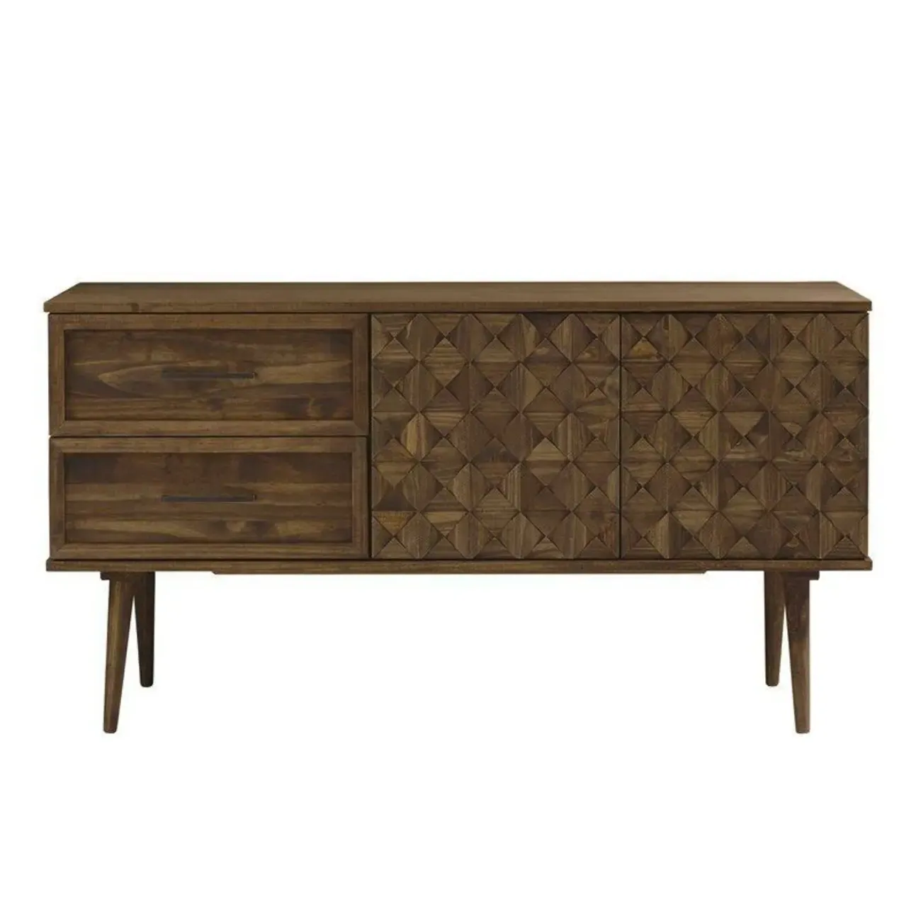 Modern Walnut Buffet Table with Drawers and Cabinets Image - 2