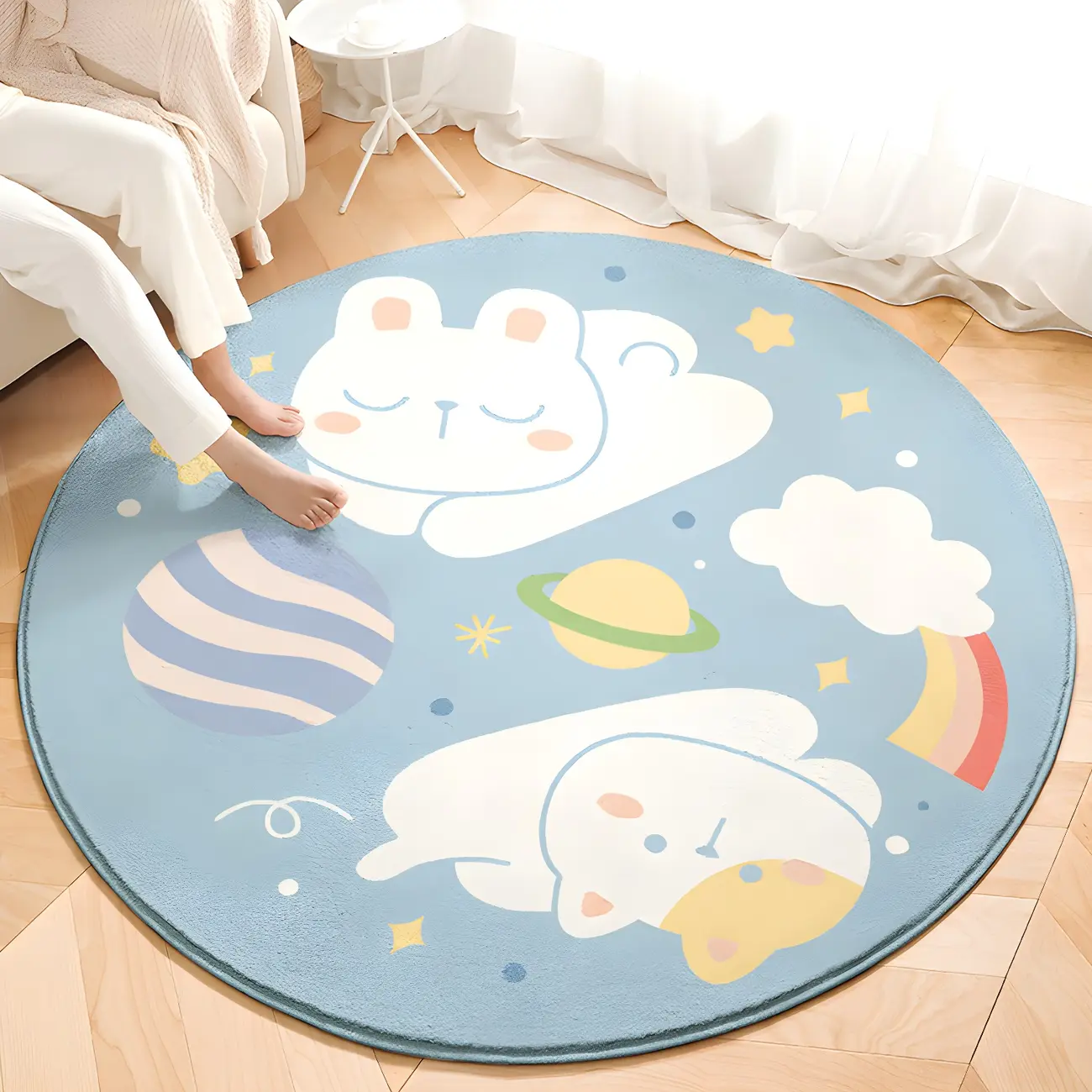 Kids Room Polyester Cartoon Pattern Round Area Rug Image - 1 | homeyfad