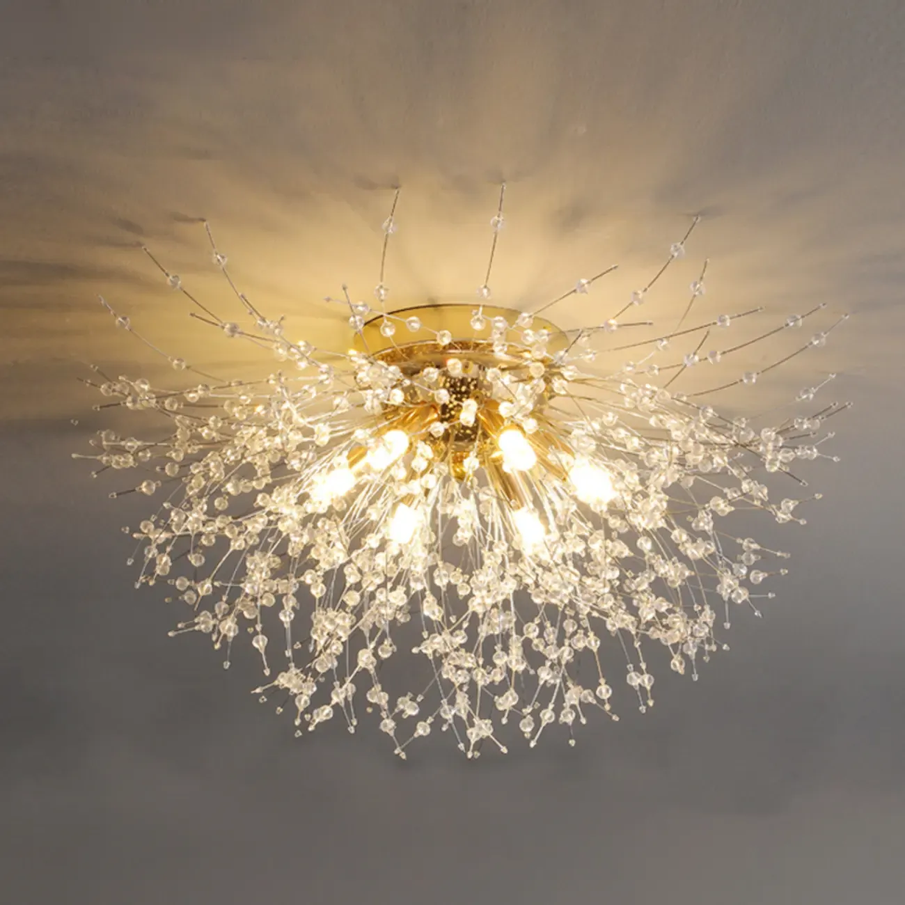 Luxury Crystal Semi Flush Ceiling Light for Dwelling Space