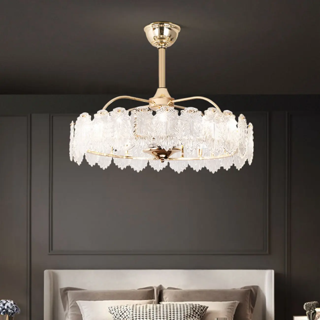 Gold 3-Blade Chandelier Ceiling Fan with Lights and Remote Image - 1 | homeyfad