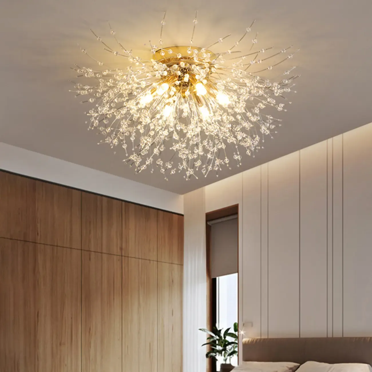 Luxury Crystal Semi Flush Ceiling Light for Dwelling Space