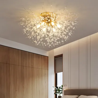 Luxury Crystal Semi Flush Ceiling Light for Dwelling Space