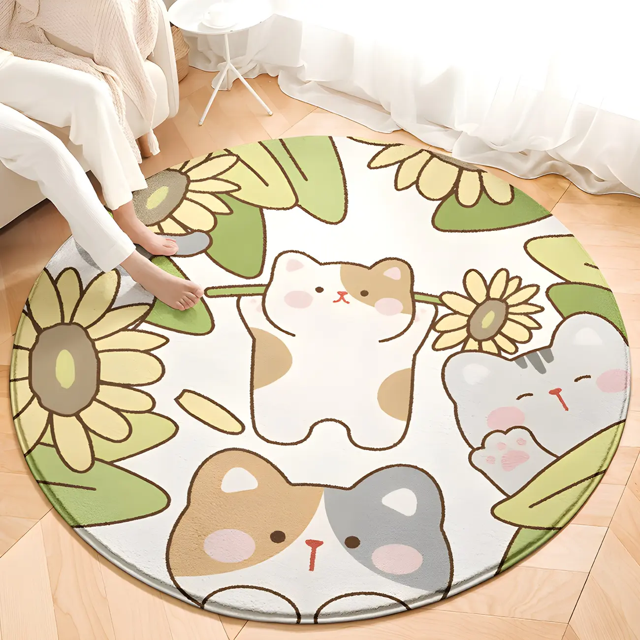 Kids Room Polyester Cartoon Pattern Round Area Rug Image - 2 | homeyfad