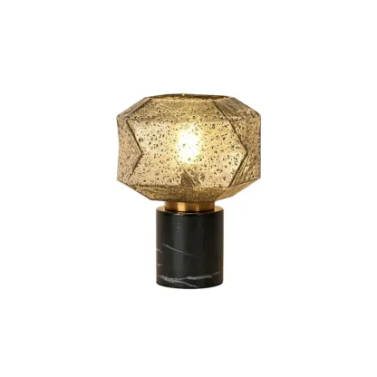 Geometric Caramel Glass Table Lamp for Living Room Image - 5