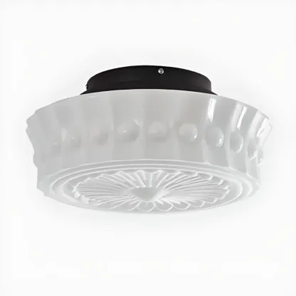 Mini Drum-Shaped Ivory Ceiling Light Fixture for Living Room Image - 4