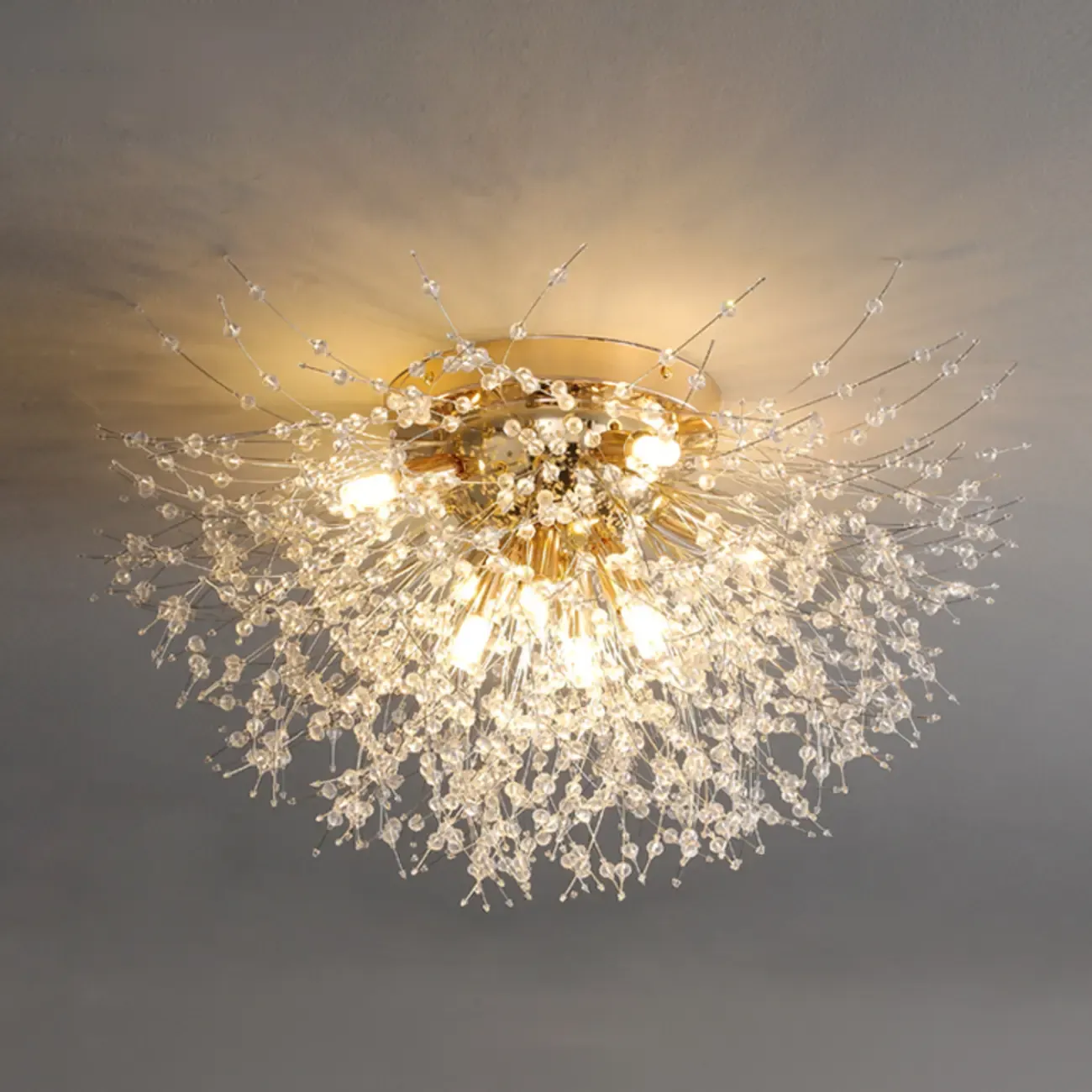 Luxury Crystal Semi Flush Ceiling Light for Dwelling Space