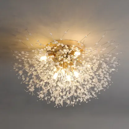 Luxury Crystal Semi Flush Ceiling Light for Dwelling Space