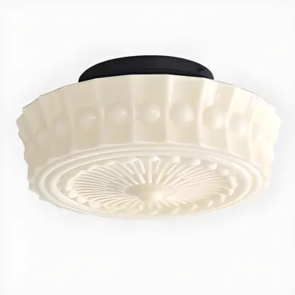 Mini Drum-Shaped Ivory Ceiling Light Fixture for Living Room Image - 5