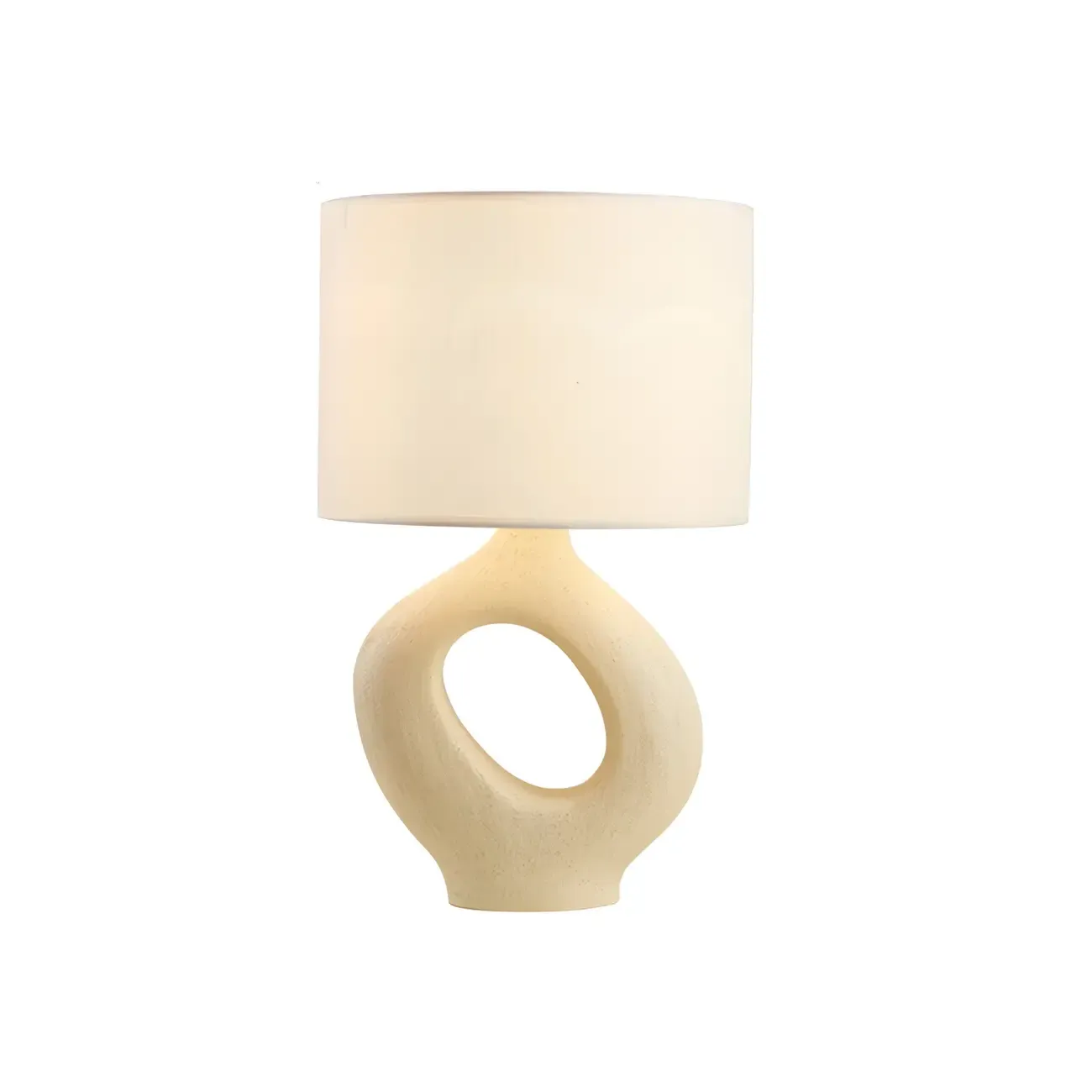 Art Deco Cylinder Shade Resin Base Table Lamp for Bedroom Image - 7