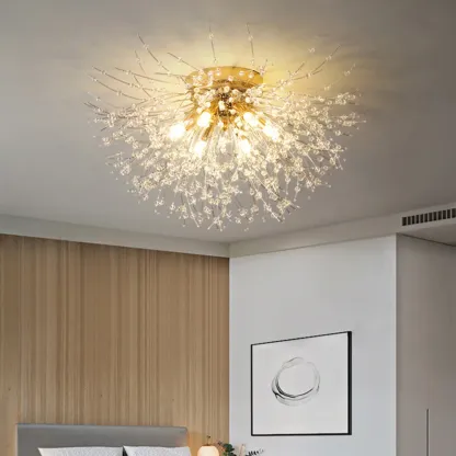 Luxury Crystal Semi Flush Ceiling Light for Dwelling Space