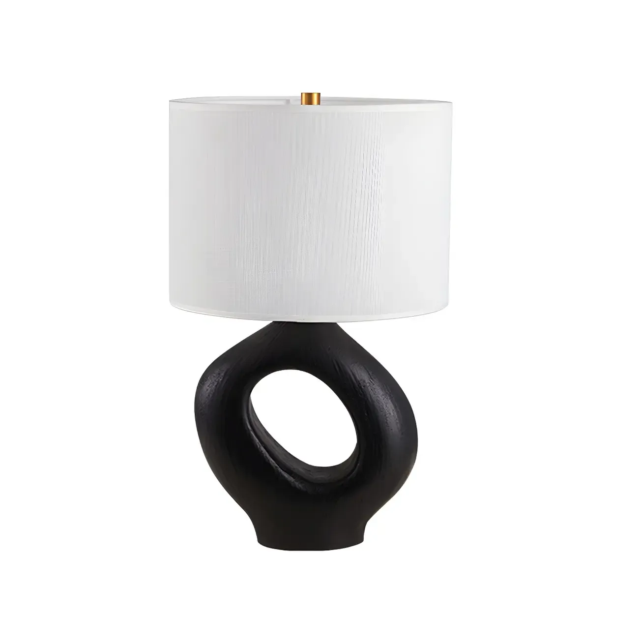 Art Deco Cylinder Shade Resin Base Table Lamp for Bedroom Image - 8