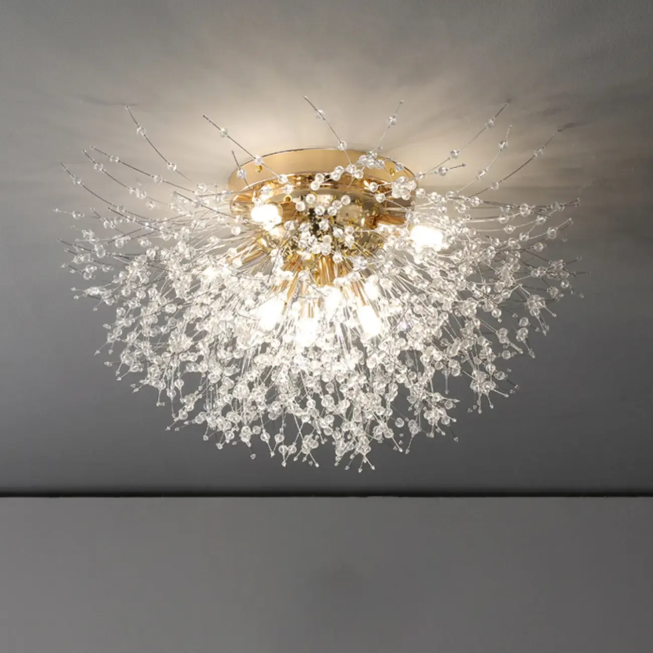 Luxury Crystal Semi Flush Ceiling Light for Dwelling Space