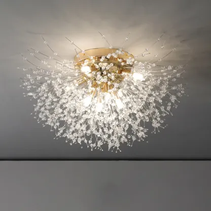 Luxury Crystal Semi Flush Ceiling Light for Dwelling Space