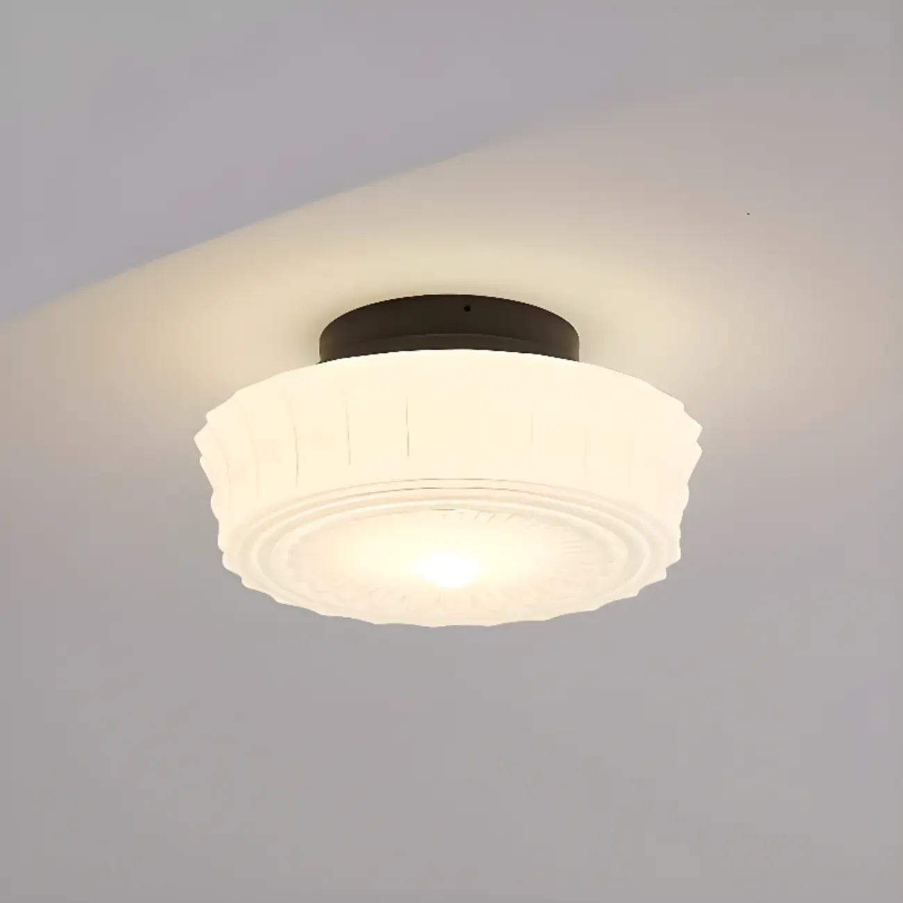 Mini Drum-Shaped Ivory Ceiling Light Fixture for Living Room Image - 7