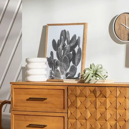 Modern Walnut Buffet Table with Drawers and Cabinets Image - 8