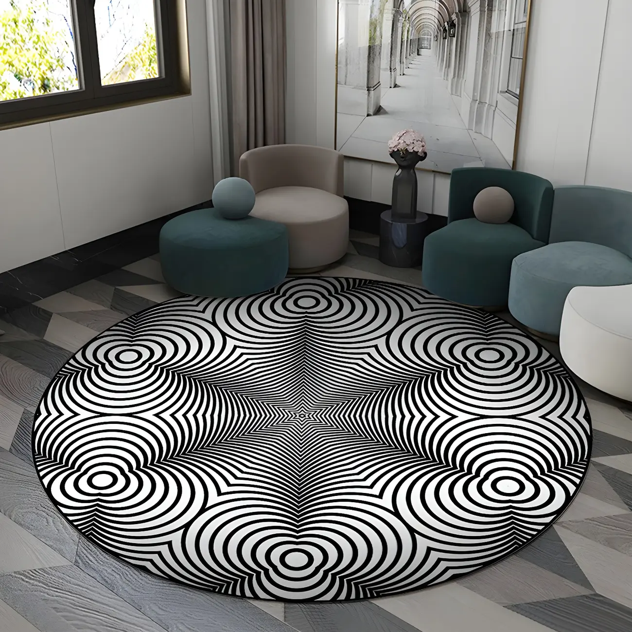 Novelty 3D Swirl Polyester Area Rug for Living Room Image - 1 | homeyfad