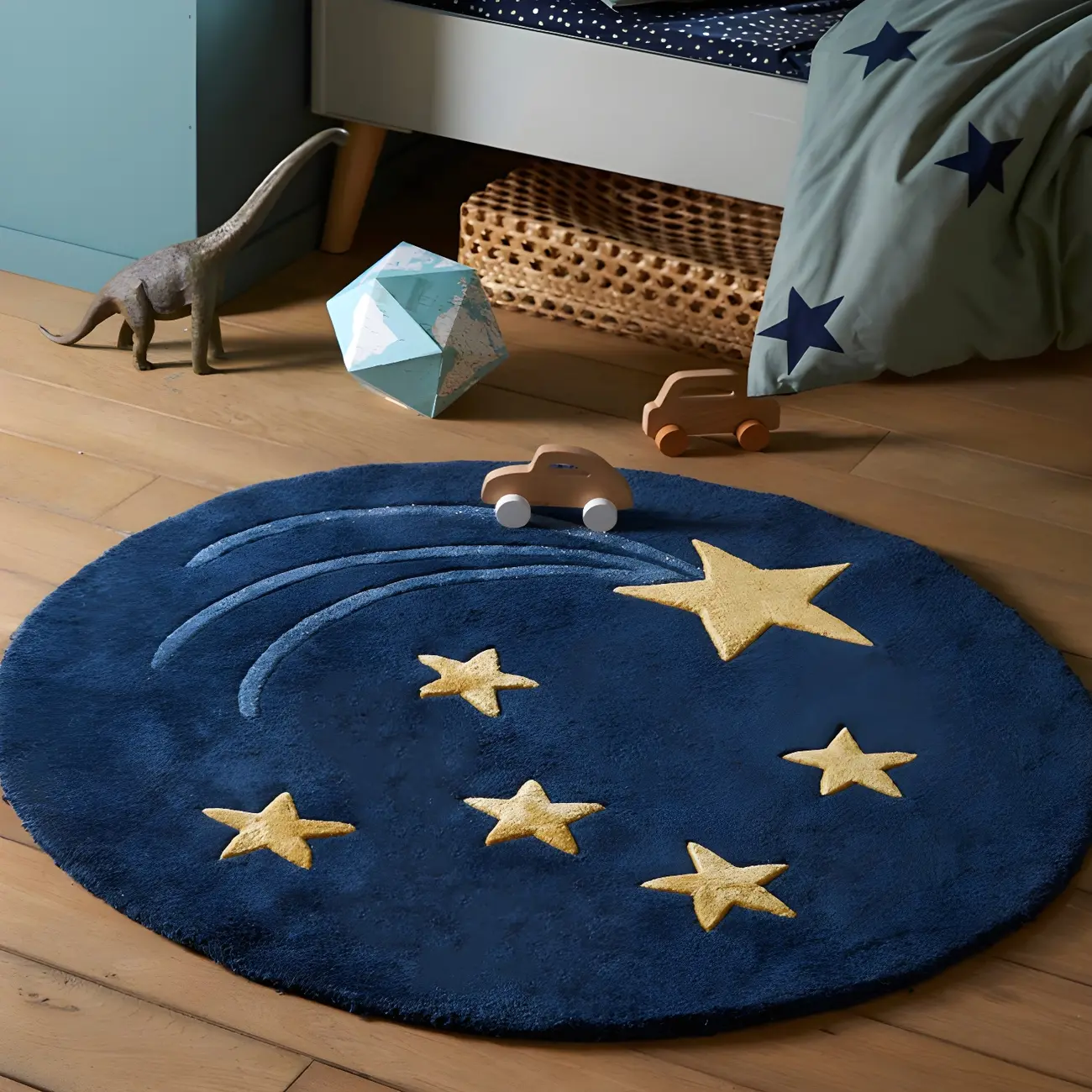 Kids Polyester Round Pattern Washable Area Rug Image - 1 | homeyfad