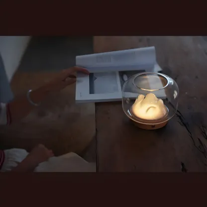 Unique Clear Glass Table Lamp Rechargeable for Bedroom Image - 11