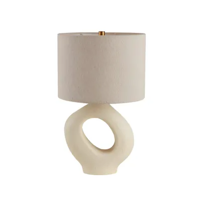 Art Deco Cylinder Shade Resin Base Table Lamp for Bedroom Image - 10