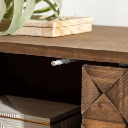Modern Walnut Buffet Table with Drawers and Cabinets Image - 9