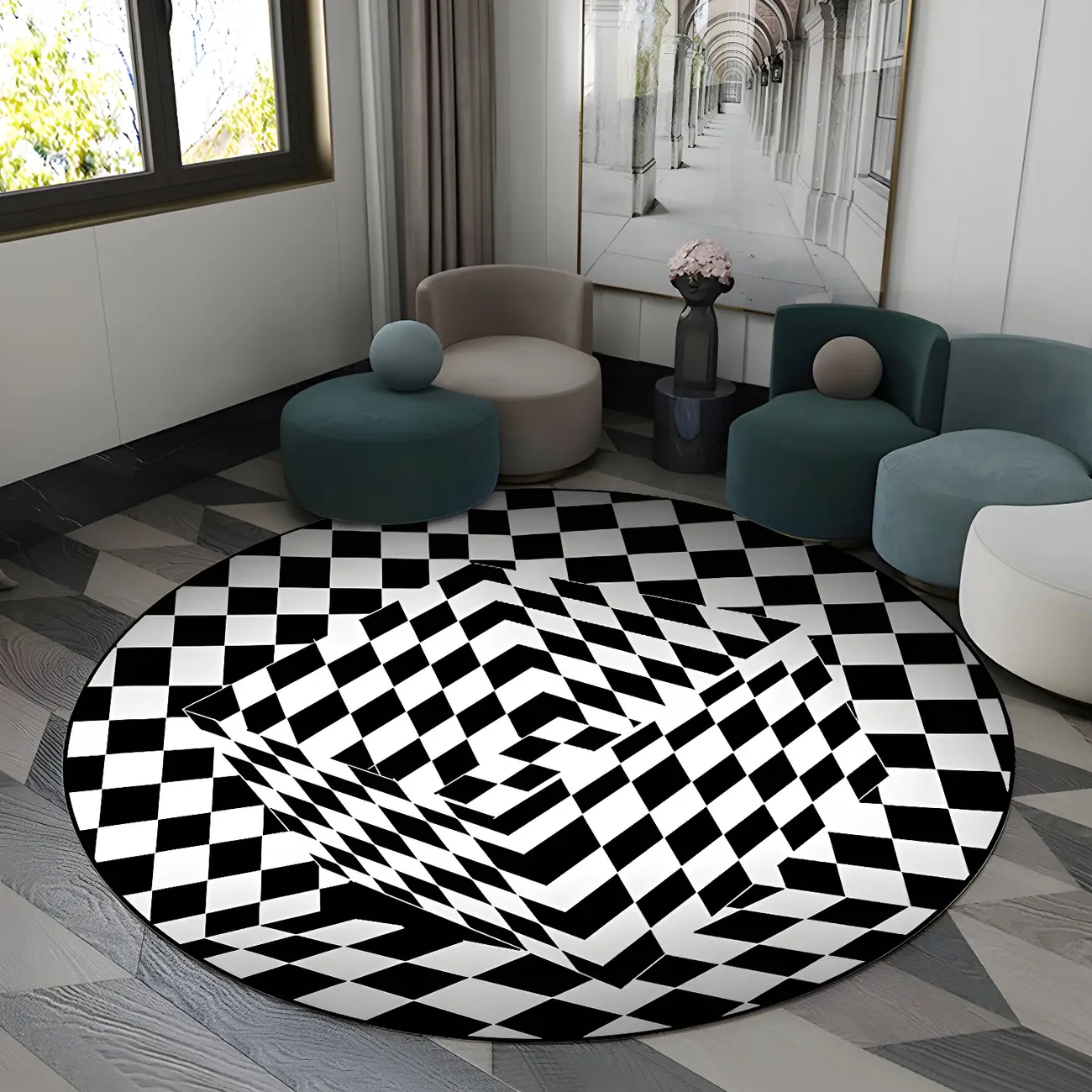 Novelty 3D Swirl Polyester Area Rug for Living Room Image - 2 | homeyfad