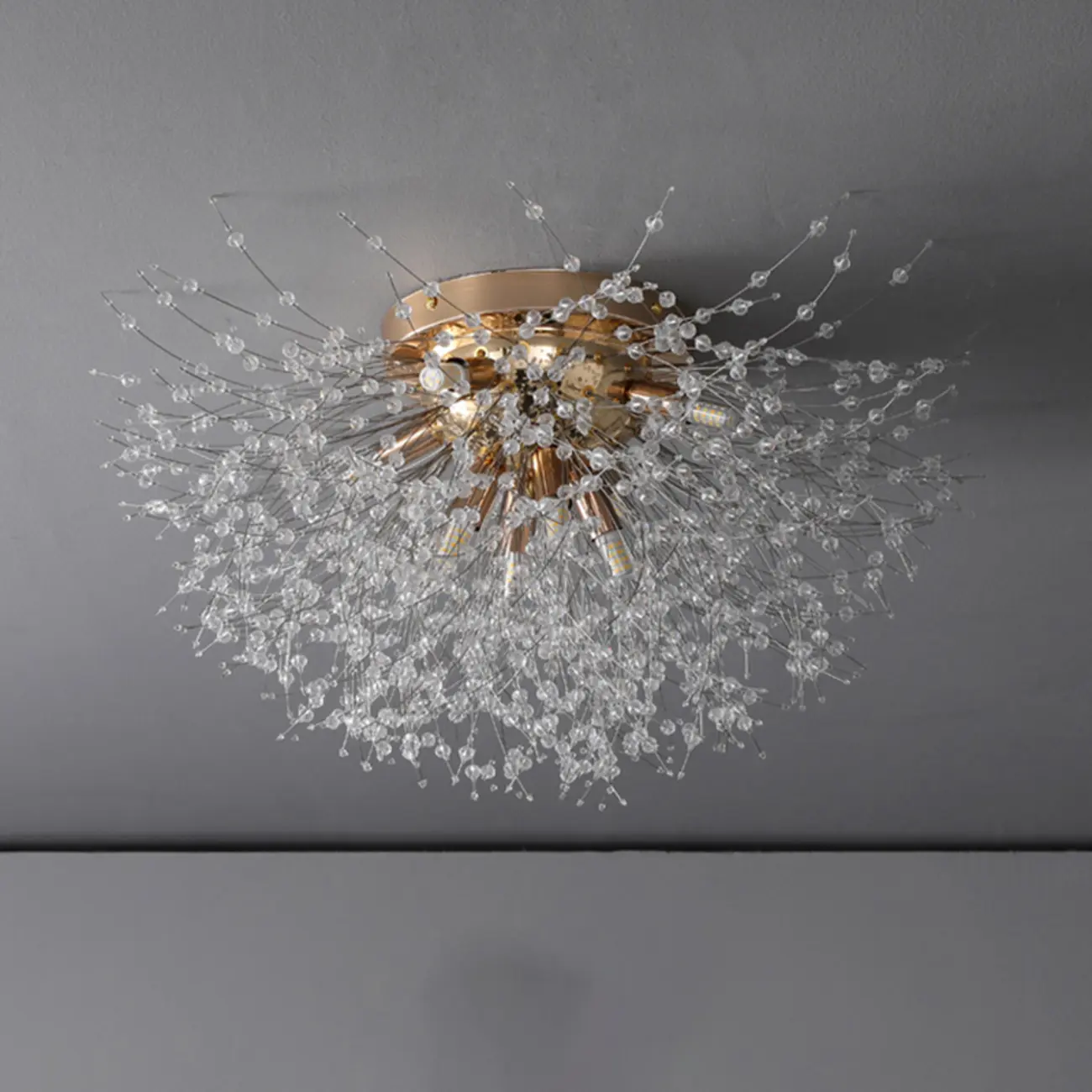 Luxury Crystal Semi Flush Ceiling Light for Dwelling Space | homeyfad