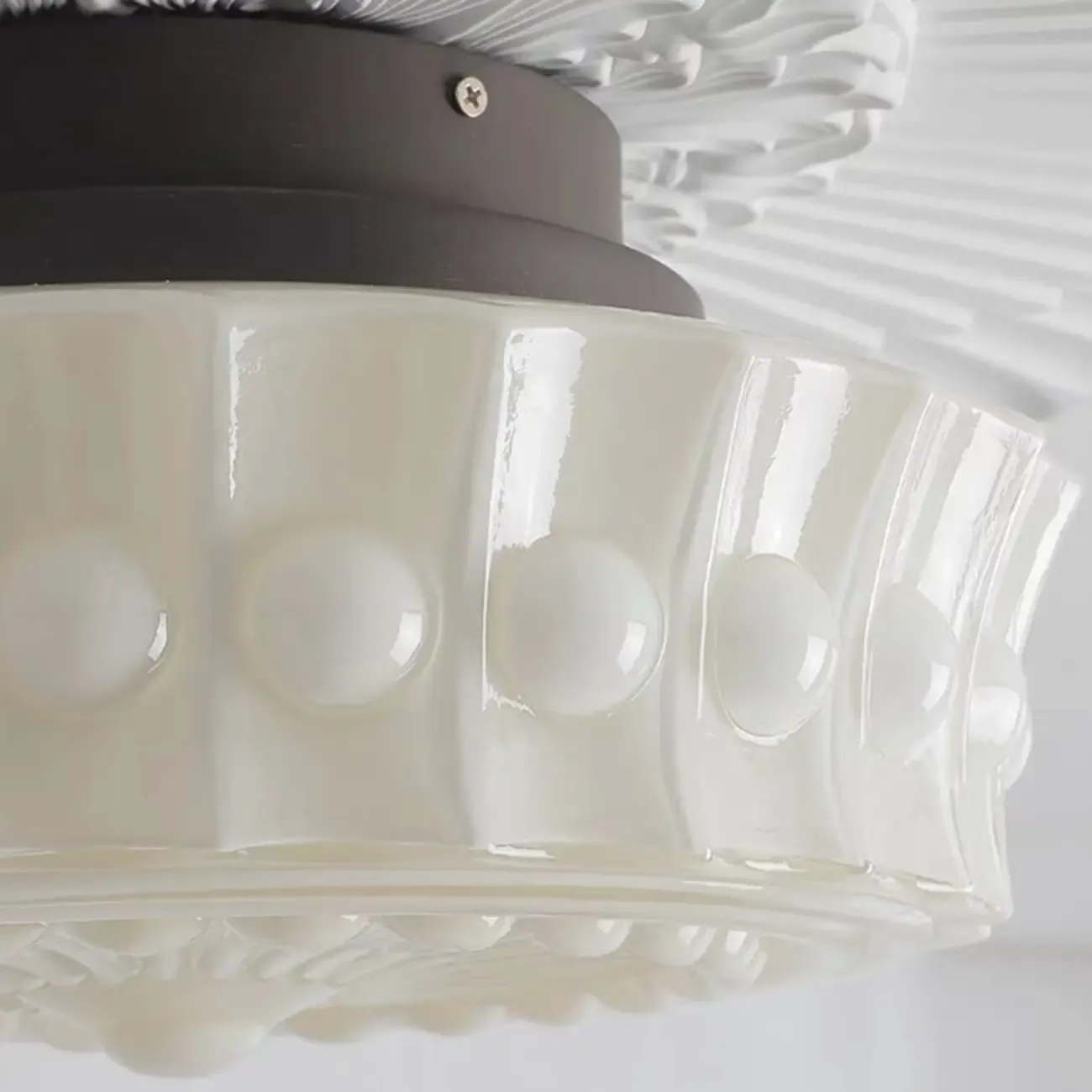 Mini Drum-Shaped Ivory Ceiling Light Fixture for Living Room Image - 9