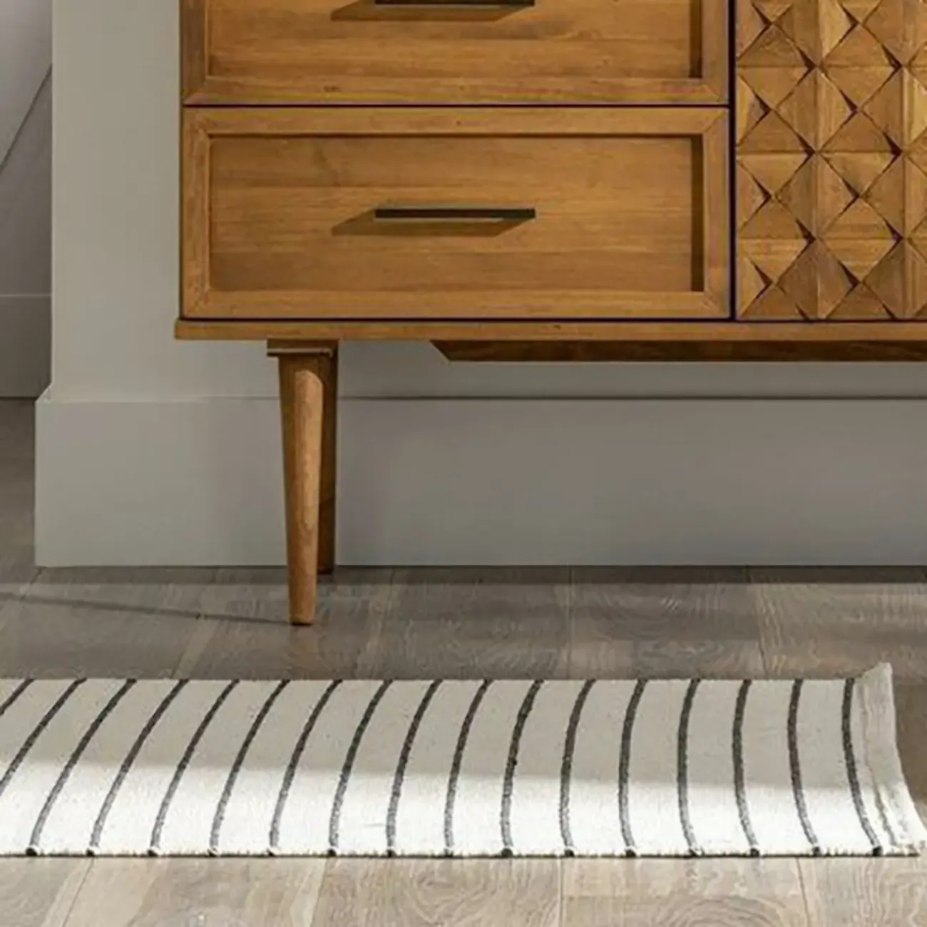 Modern Walnut Buffet Table with Drawers and Cabinets Image - 10