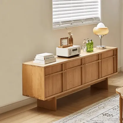 Scandinavian Wooden TV Stand with Adjustable Shelf for Home Image - 1