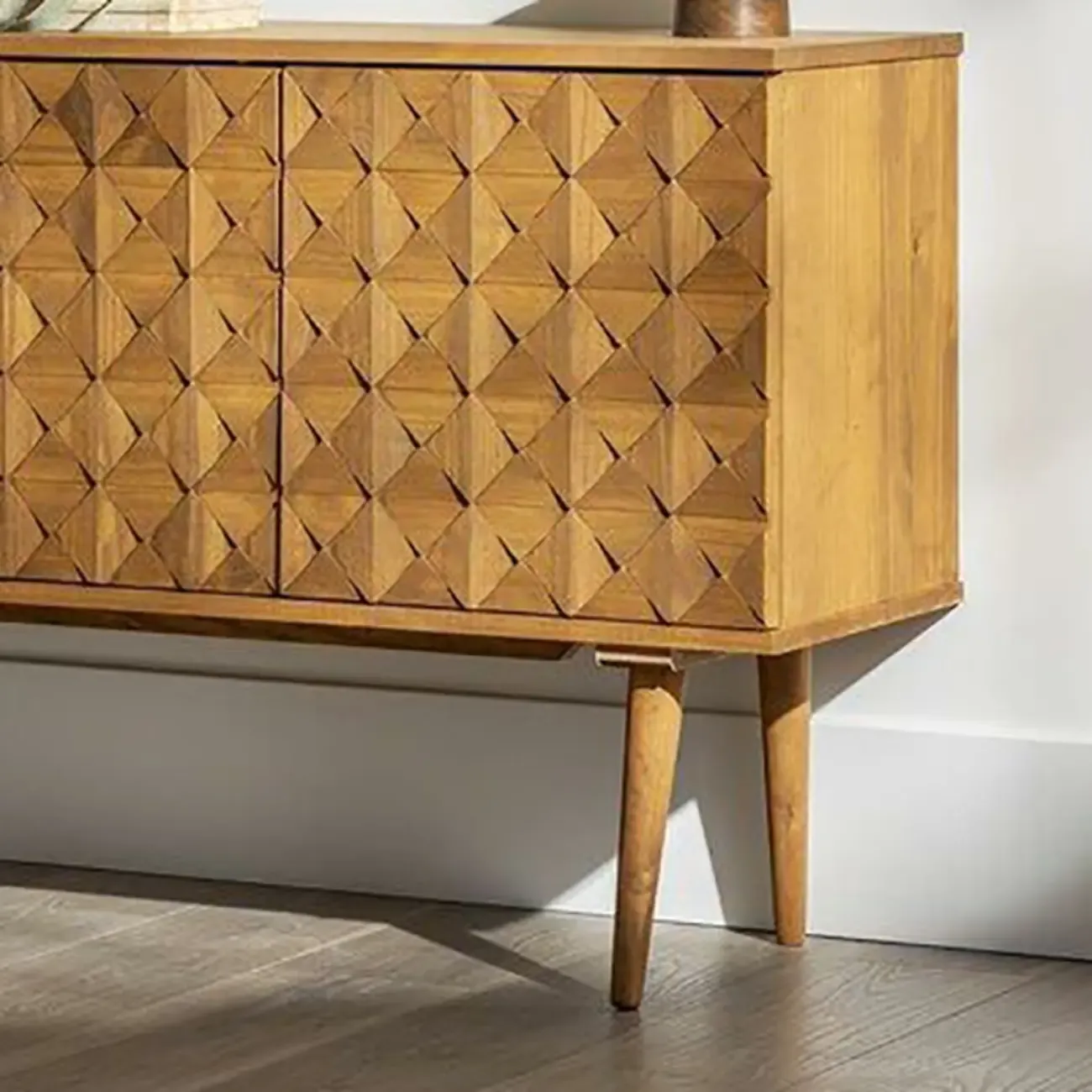 Modern Walnut Buffet Table with Drawers and Cabinets Image - 12