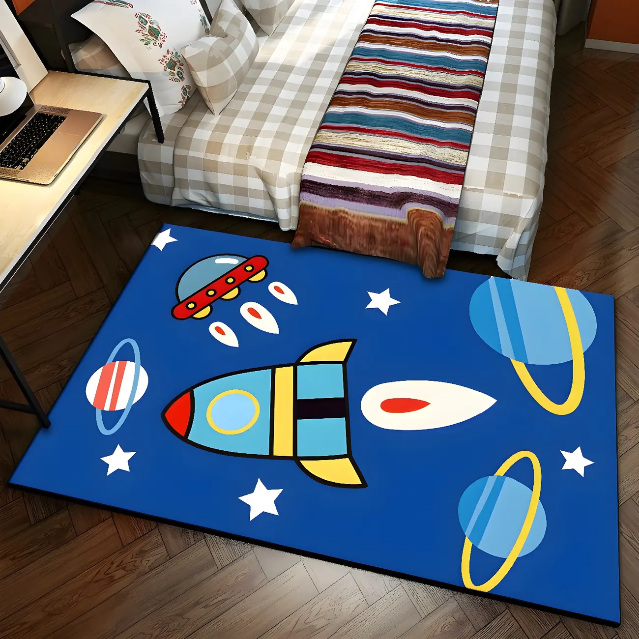 Kids Polyester Giraffe Pattern Rectangle Area Rug Image - 2 | homeyfad