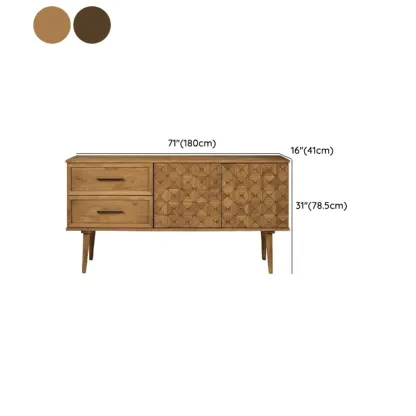 Modern Walnut Buffet Table with Drawers and Cabinets Image - 14
